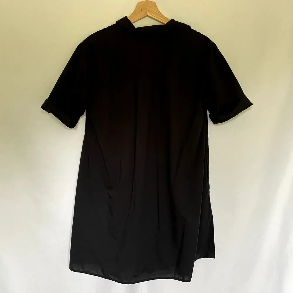 J. Jill black shirt dress shift short sleeved mini women's size XS petite cotton